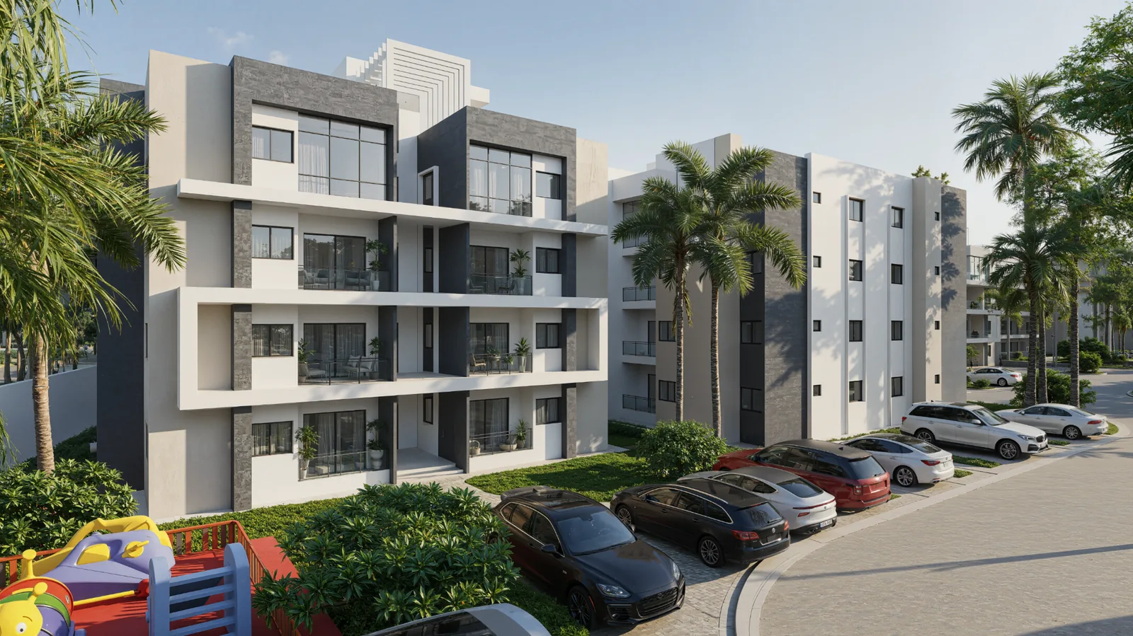 Render conceptual exterior de un edificio de Caney Oriental