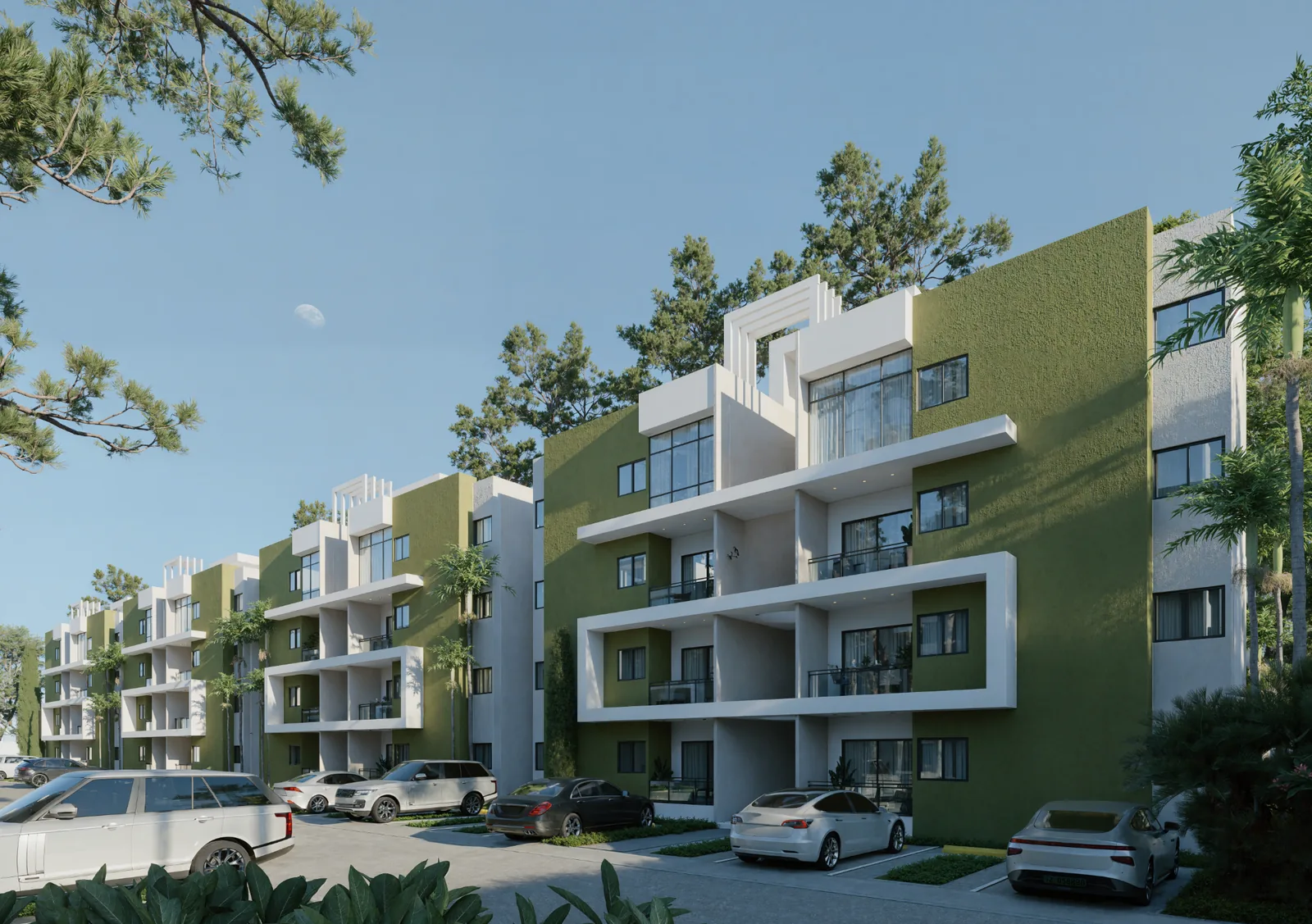Render conceptual exterior de los edificios de Caney Oriental